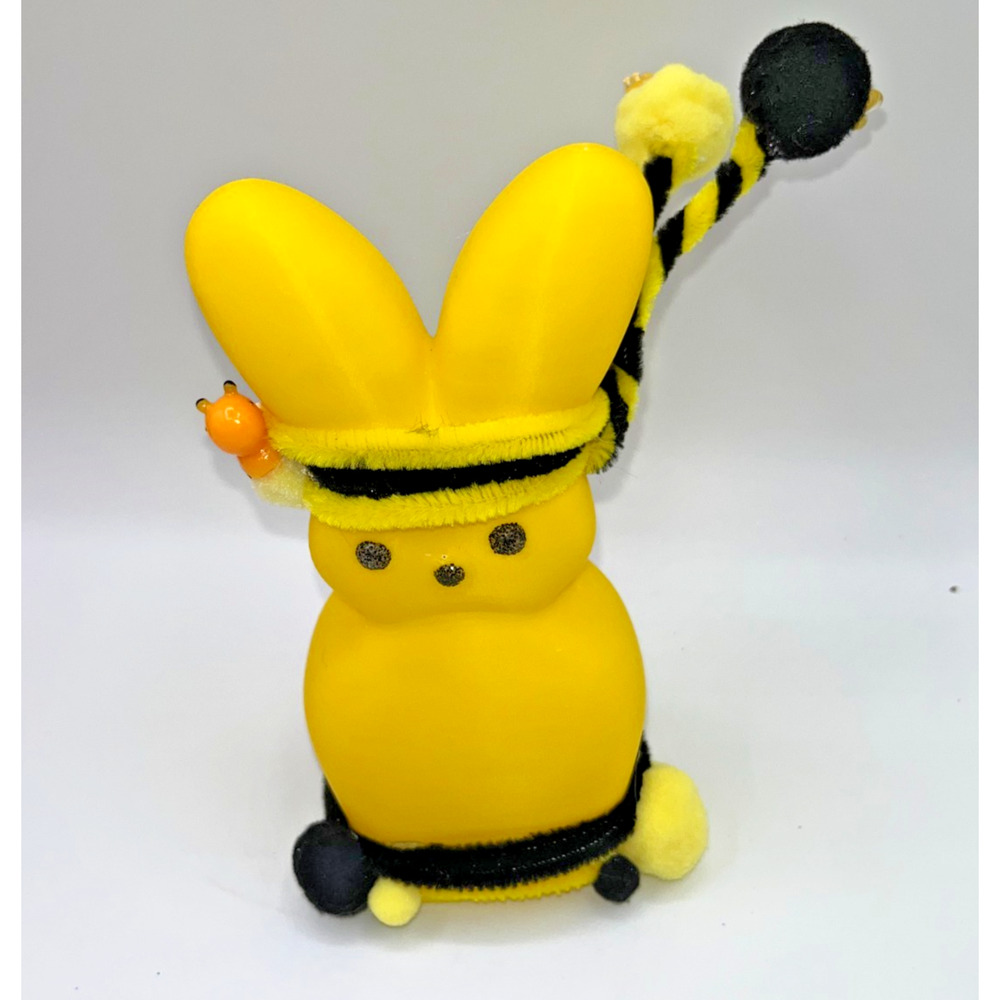 Large Yellow Bunny Peep Ninja Bumble Bee Peep Fluffy Pom Deb O. Originals OOAK - Picture 8 of 16